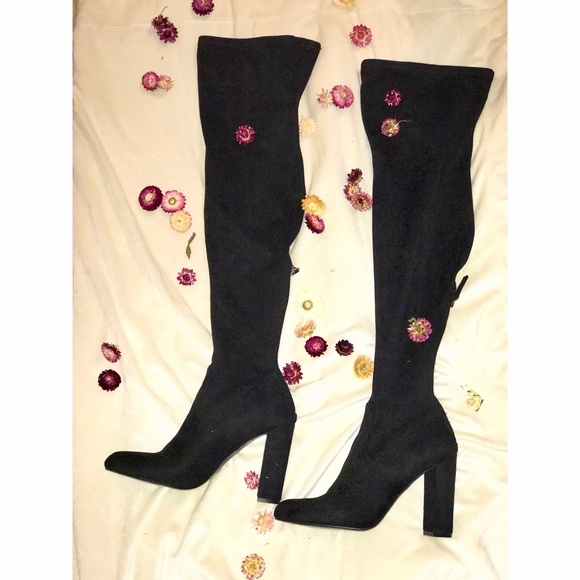 Steve Madden Shoes - Steve Madden Black Suede Over the Knee Boot